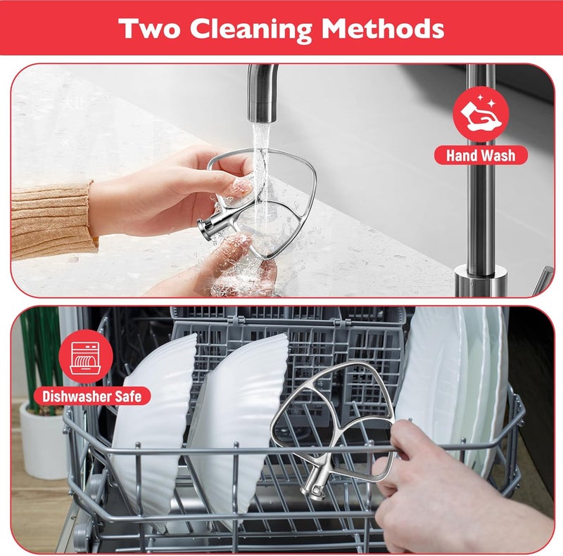 CHUDODO Flat Beater for KitchenAid 4.5qt-5qt Tilt-Head Stand Mixer,Stainless Steel Paddle Attachments Fits for K45SS, KSM75, KSM90, KSM110, KSM125, KSM150, Dishwasher Safe, Heavy Duty, No Residue - Image 5